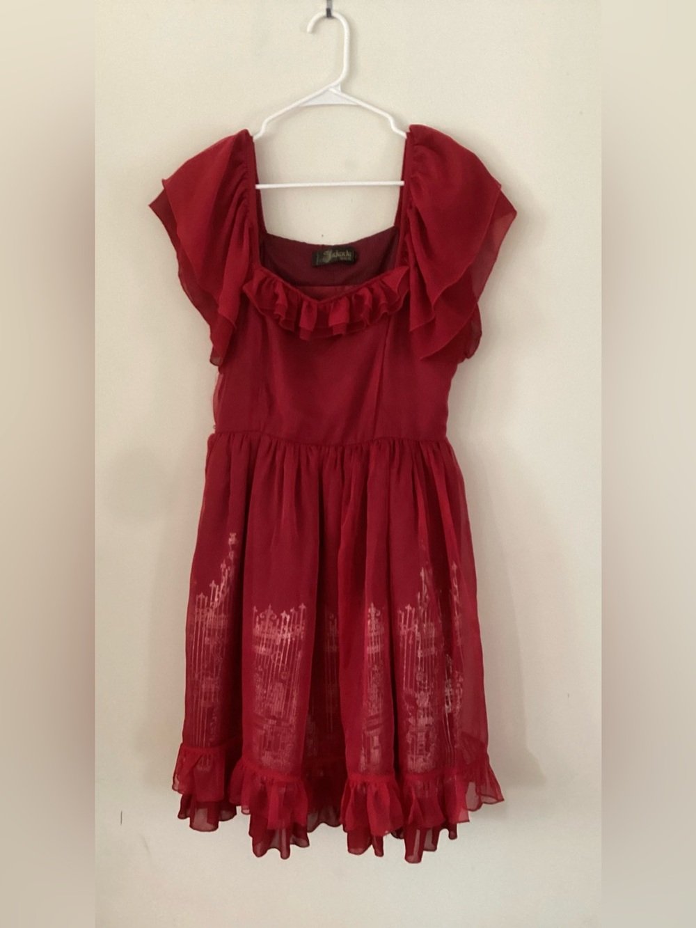 Infanta Red And Gold Lolita Chiffon Layered JSK Dress Size XL